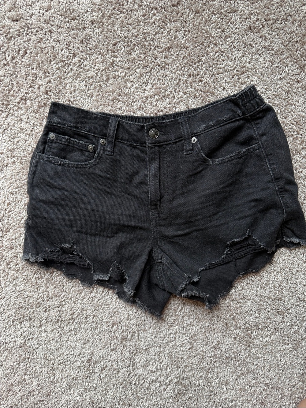 Aerie Black Distressed Denim Shorts NWT